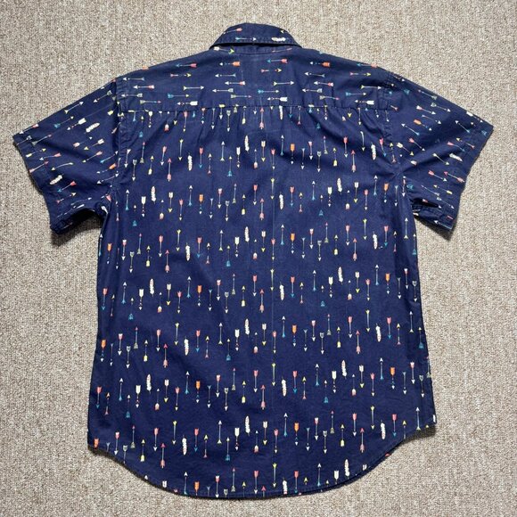 Naked & Famous Arrow Print Short Sleeve Button Up Shirt 120852330 Mens Large - Picture 7 of 9
